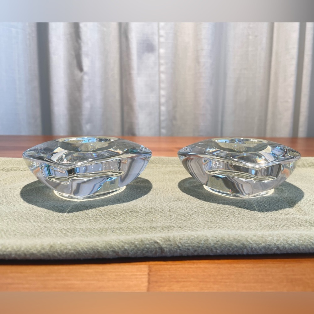 Amour Heart Shaped Crystal Votive Tealight Candle Holders Set of 2 Glass Love - Picture 4 of 16